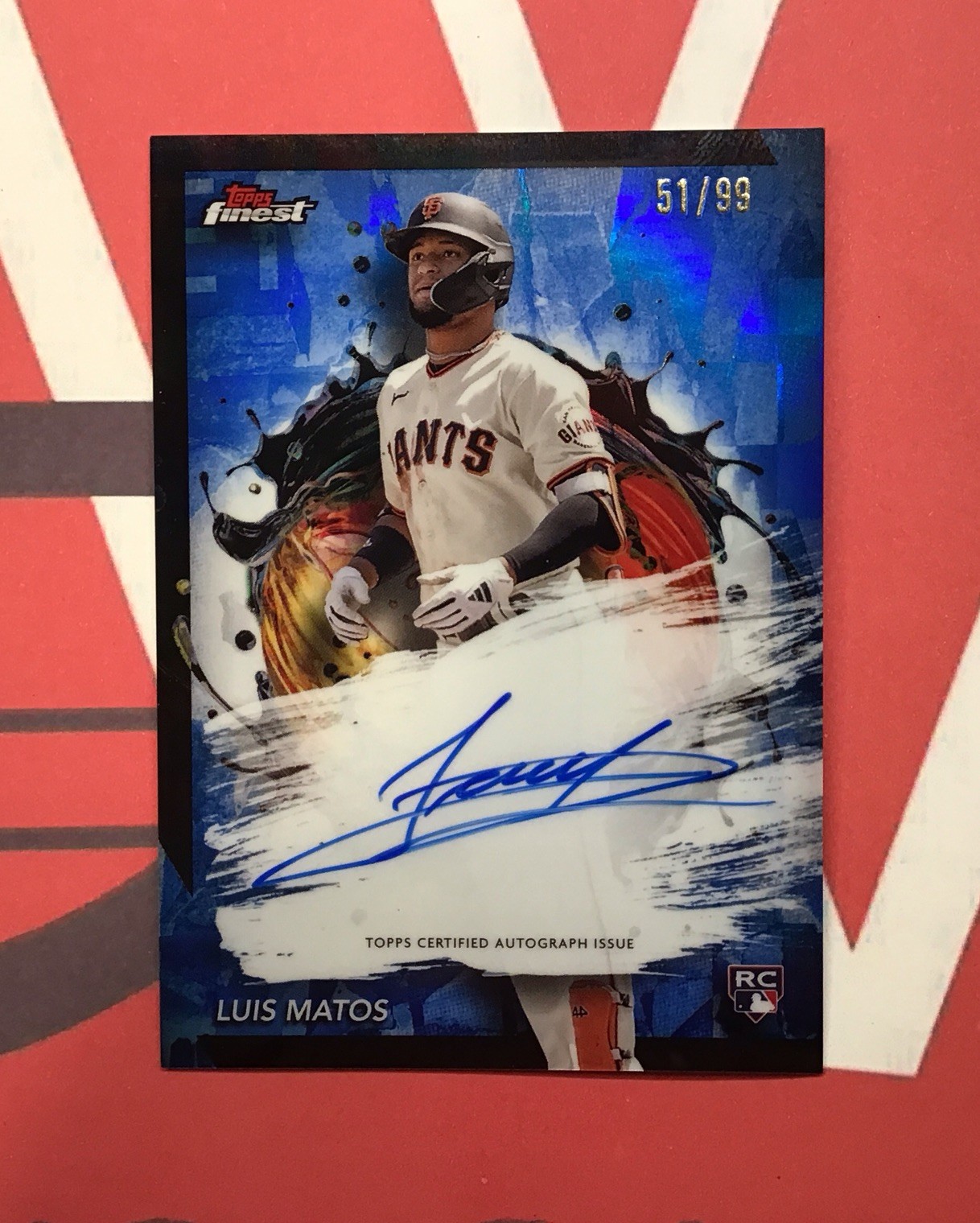 Luis Matos 2024 Topps Finest Blue Refractor Rookie Auto #’d/99 Giants