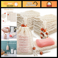 60 Pack Exfoliating Soap Saver Bags - Natural Sisal Pouches with Drawstring, 5.3