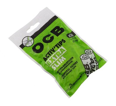 10 Beutel (500 Filter) OCB Activ'Tips Extra Slim, 6 mm Aktivkohlefilter