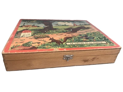 Jeu de 30 cubes puzzle illustrés 8 images en coffret bois clair vintage - Photo 1/4
