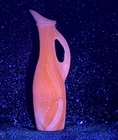 Vtg White Milk Glass 7 3/4" Thin Pitcher - Orange/Pink Manganese Glow - EUC