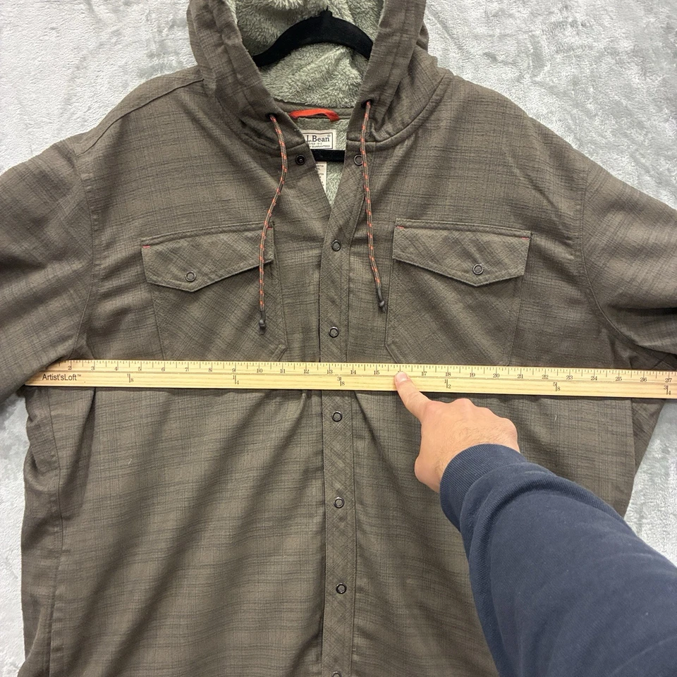 Jaqueta Camisa de Lã Masculina LL Bean XXL com Capuz 3M Thinsulate Forrada Marrom Shacket - Imagem 4 de 4