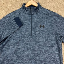 Under Armour Pullover Mens Medium Blue Heathered ColdGear Quarter Zip Fleece EUC