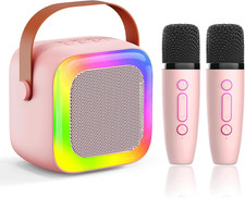 Mini Karaoke Machine for Kids with 2 Wireless Microphones Portable Bluetooth Spe