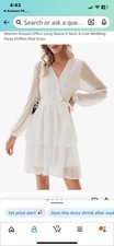 Women's Dress Size 12, White, Plunging Neckline Long Sleeves Skater Dress