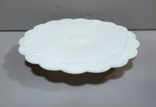Westmoreland Milk Glass Paneled Grape Scalloped Footed Cake Stand Vintage