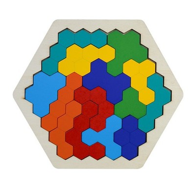 Wooden Hexagon Puzzle Geometry Logical Learning Toys IQ Game Puzzles For Kids