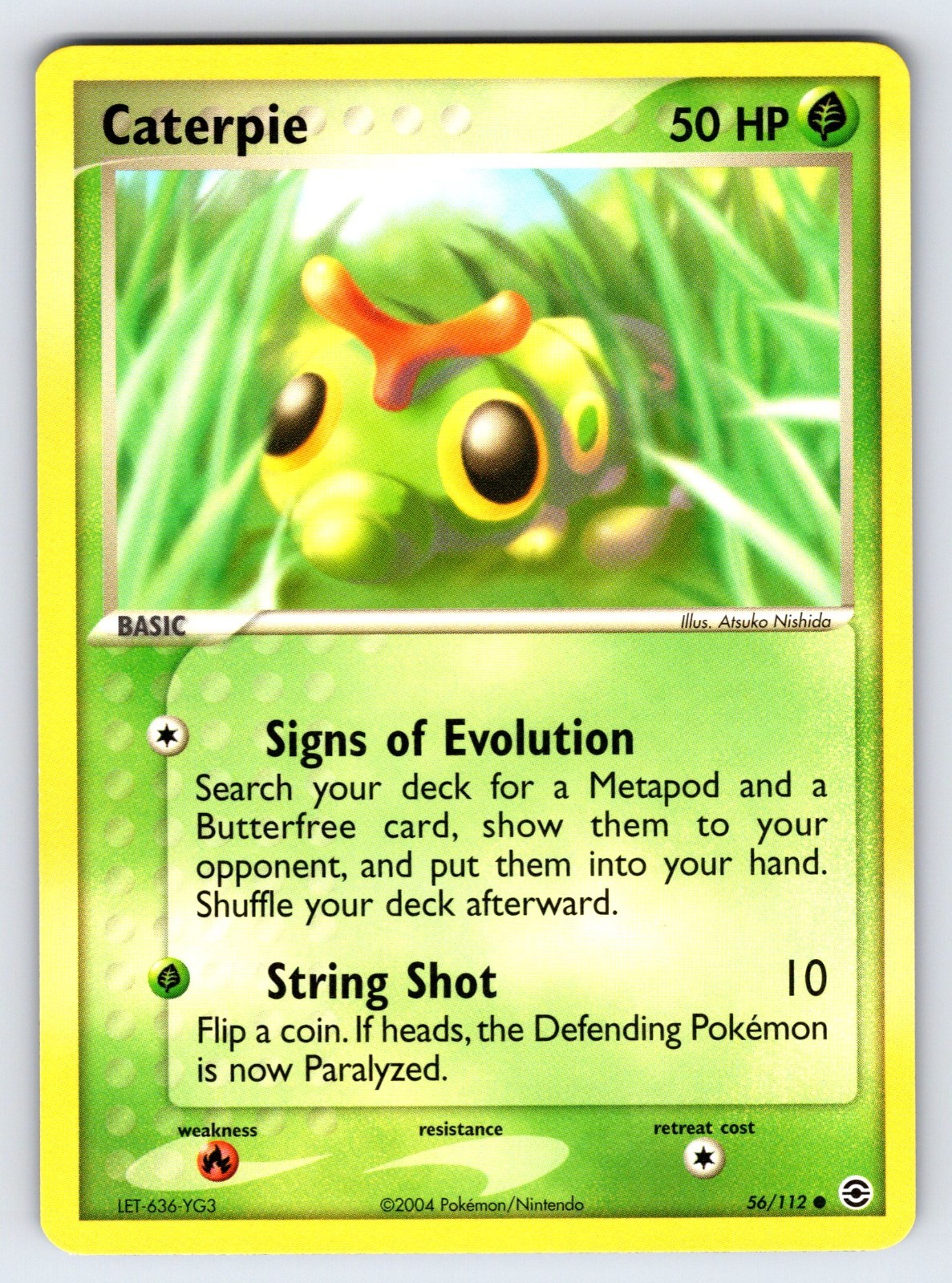 Caterpie 56/112 2004 EX FireRed & LeafGreen Pokemon Card TCG Nishida - Nm/Vlp