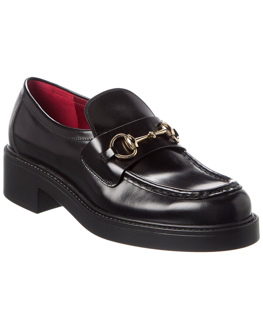 Женские мокасины на платформе из натуральной кожи Gucci Horsebit, черный 36