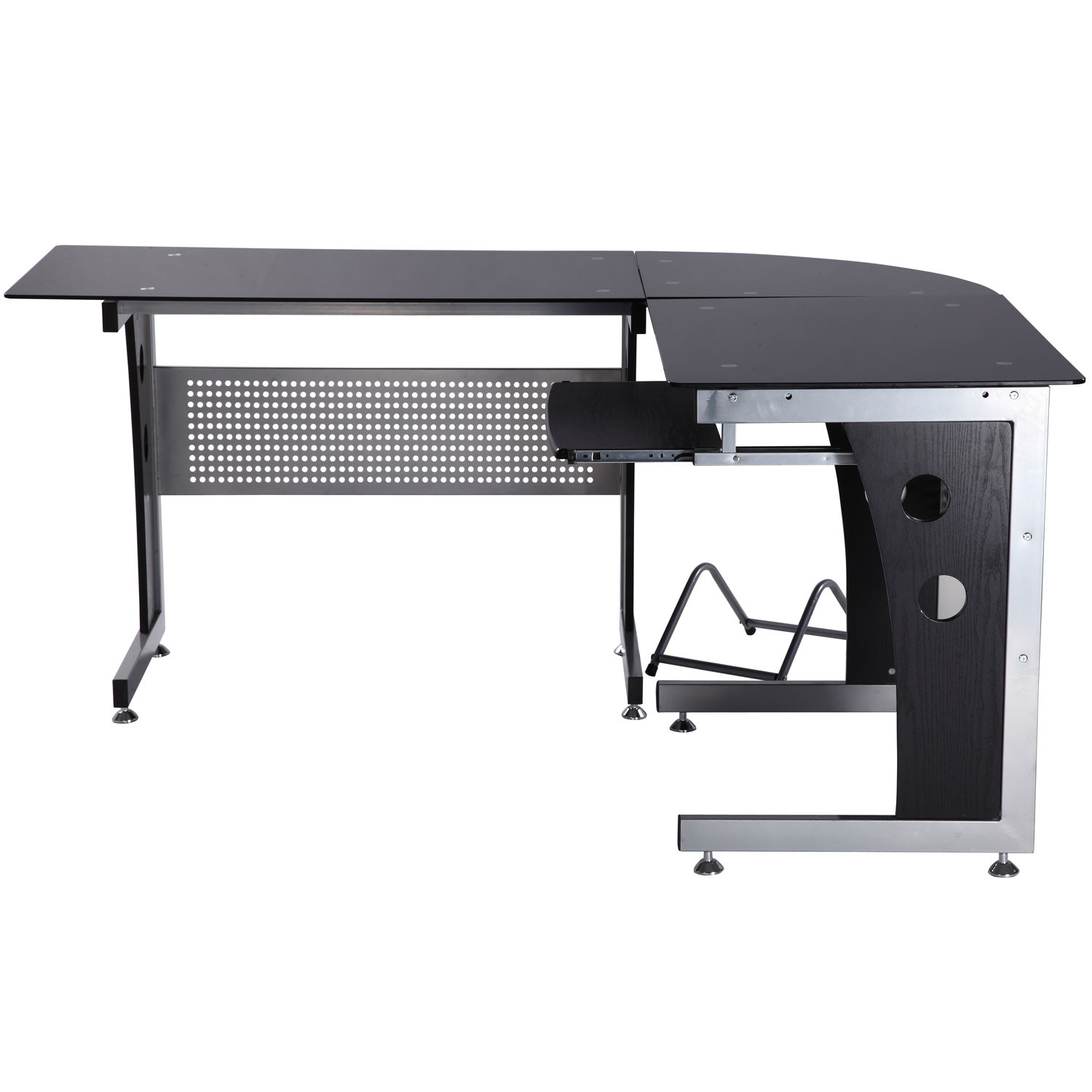 HOMCOM Computertisch Eckschreibtisch PC Tisch Bürotisch mit Sicherheitsglas Büro