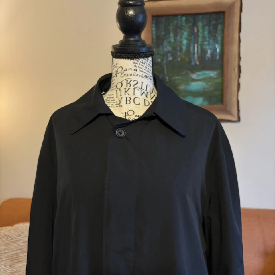 Vintage LL Bean Duster Men's Medium Black Rain Trench Coat - Image 2 of 4