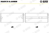 1X Glyco H084/5 0.25Mm Kurbelwellenlager FüR VW Ford Audi Skoda Seat