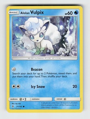 Alolan Vulpix 21/145 - Pokemon - Guardians Rising - Common - LP