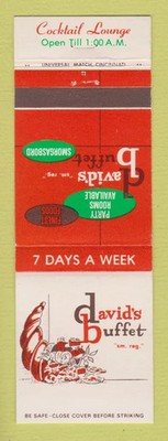 Matchbook Cover - David's Buffet Evendale Cincinnati OH