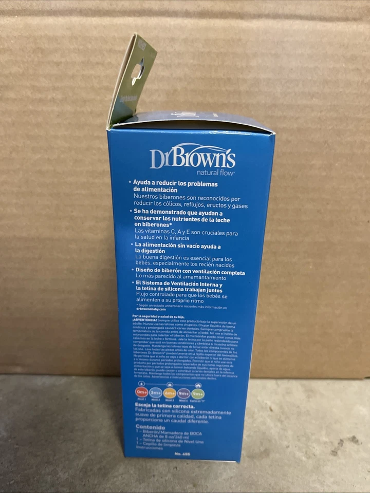 Biberones infantiles anticólicos Dr. Brown's Natural Flow 8 oz 250 ml caja abierta NUEVO Foto 4 de 4