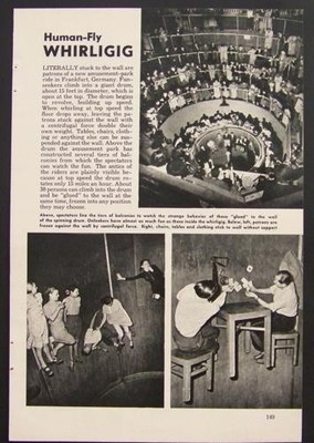  Human-Fly Whirligig  1950 pictorial Human Spinning Rotor ~ Amusement Park ride