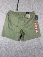 Gap Pull On Shorts Men Size XL 38X7 Green Elastic Waist Drawstring Cotton NWT