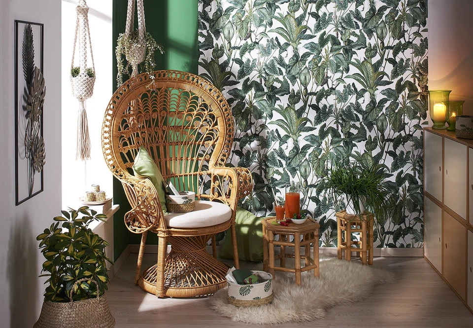 Rattansessel Pfauenthron Relaxsessel Korbsessel aus Rattan mit Kissen - Bild 2 von 4