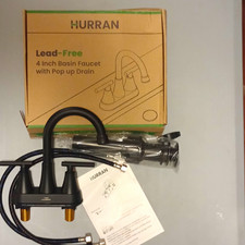HURRAN HUR-4LT-BLACK Centerset 4in Matte Black Lead-Free High Arc Faucet