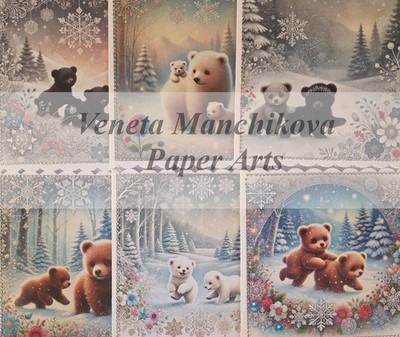 3D Grusskarte ''Bären im Schnee'' Geburtstag Winter Handarbeit