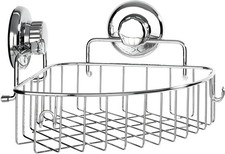 Corner Shower Caddy with Suction Cups and 3M Adhesive Mounting Discs for Porous