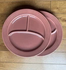 Set of Two Vintage Fiesta compartment plate, rose glaze, Homer Laughlin Company.