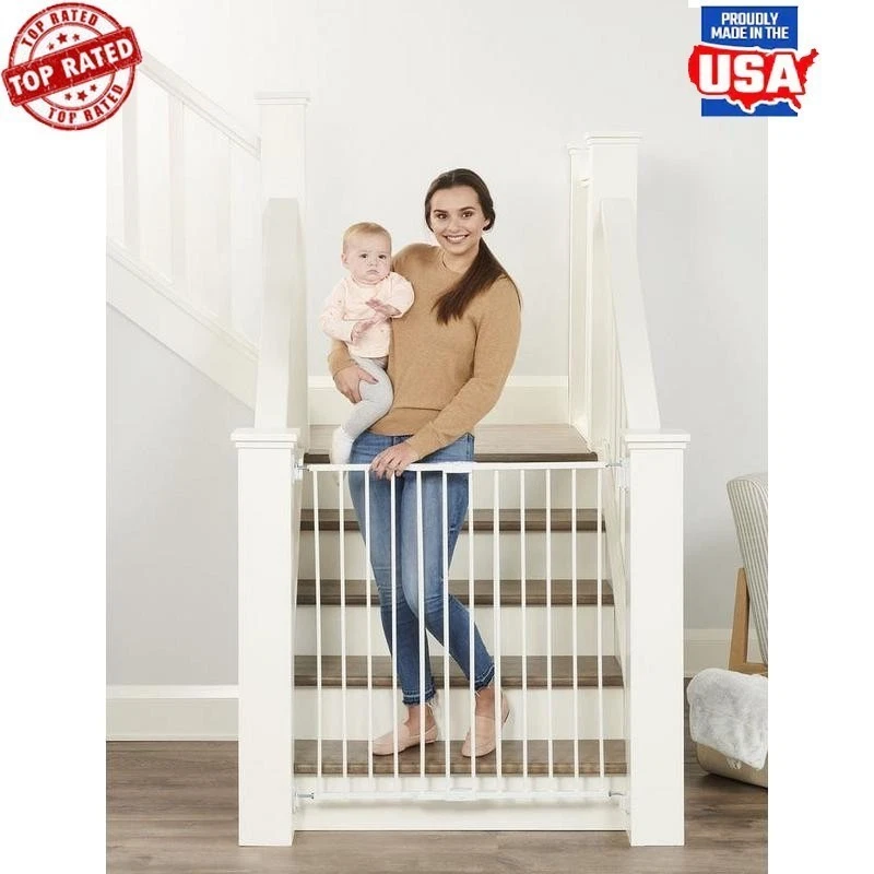 Extra Tall Baby Gate Walk-Through Adjustable Safety Stairways & Hallways New
