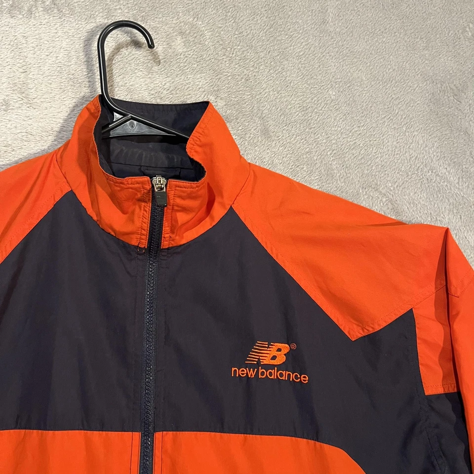 Chaqueta cortavientos New Balance vintage para hombre mediana naranja azul marino años 90 Foto 3 de 4