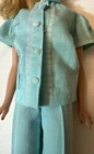 Turquoise Two-Piece Pajama Set   * Vintage 1960s PAK Barbie Mattel * Exc