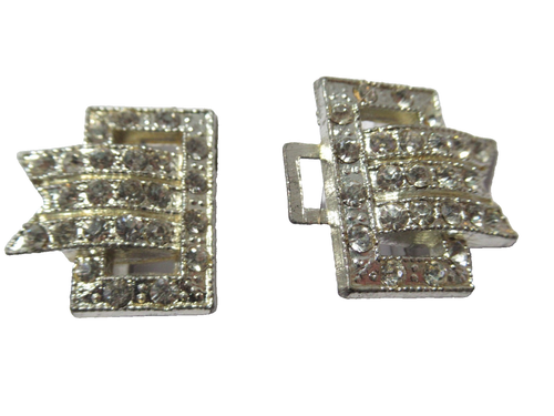 Sash Buckle Two Piece Rhinestone Vintage Small Mini - Picture 3 of 4