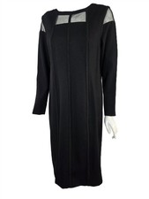 LISA RINNA Black Ponte Knit Sheer Mesh Neck Fitted Sheath Dress sz 18W NEW