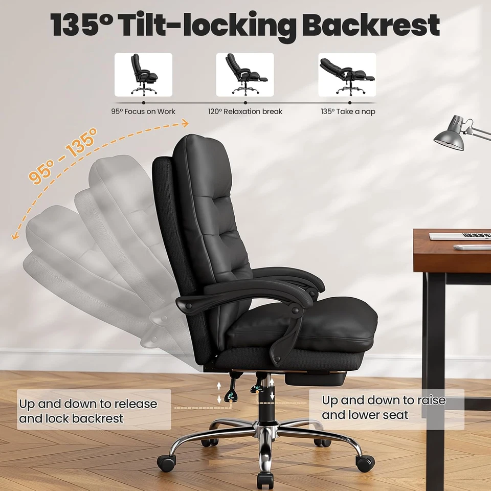 Executive Office Chair Big and Tall Office Desk Chair Ergonomic Computer Chair H - Image 3 of 4