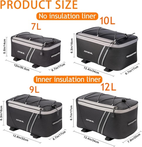 Bike Rack Bag Waterproof Cooler Pannier Cycling Trunk with Rain Cover - Picture 6 of 9