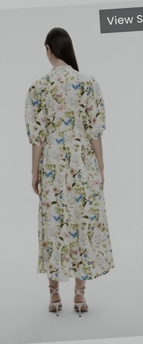WitcheryDress Maxi Botanical Floral Dress in Porcelain Xs Size 4 Linen - Picture 5 of 14
