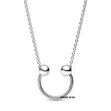Brand New Authentic Pandora 925 Silver U-shape Charm Pendant Necklace 392747C00