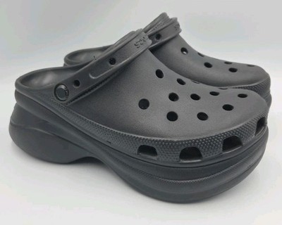 Crocs Classic Bae Clog Platform 3'' Iconic Comfort Black Women's Size US 9 EUC