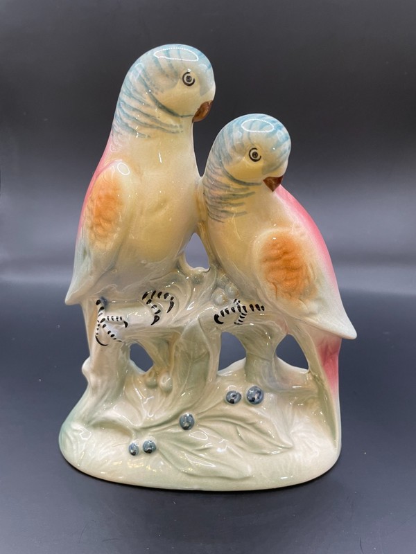 Vintage SPAULDING China double Parakeet/Budgie Figurine c1940-50