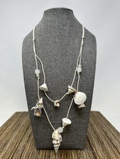 Boho Beach Adjustable Seashell Necklace w/ Starfish Charms  Beads 22-26"