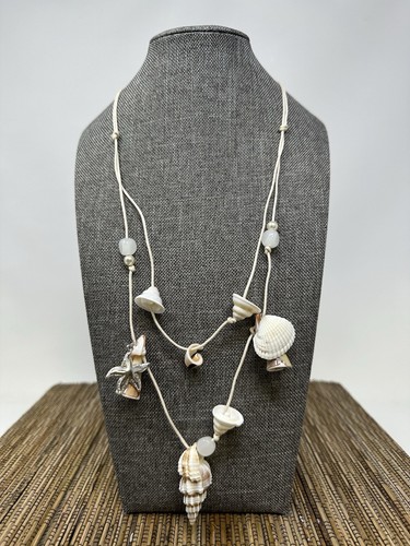 Boho Beach Adjustable Seashell Necklace w/ Starfish Charms & Beads 22-26" - Picture 1 of 6
