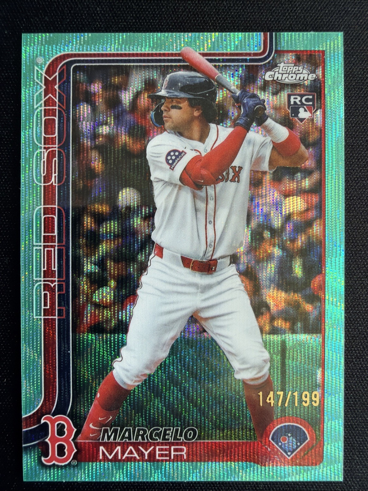 2025 Topps Chrome Update Marcelo Mayer Aqua Wave Rookie /199 USC9 Boston Red Sox