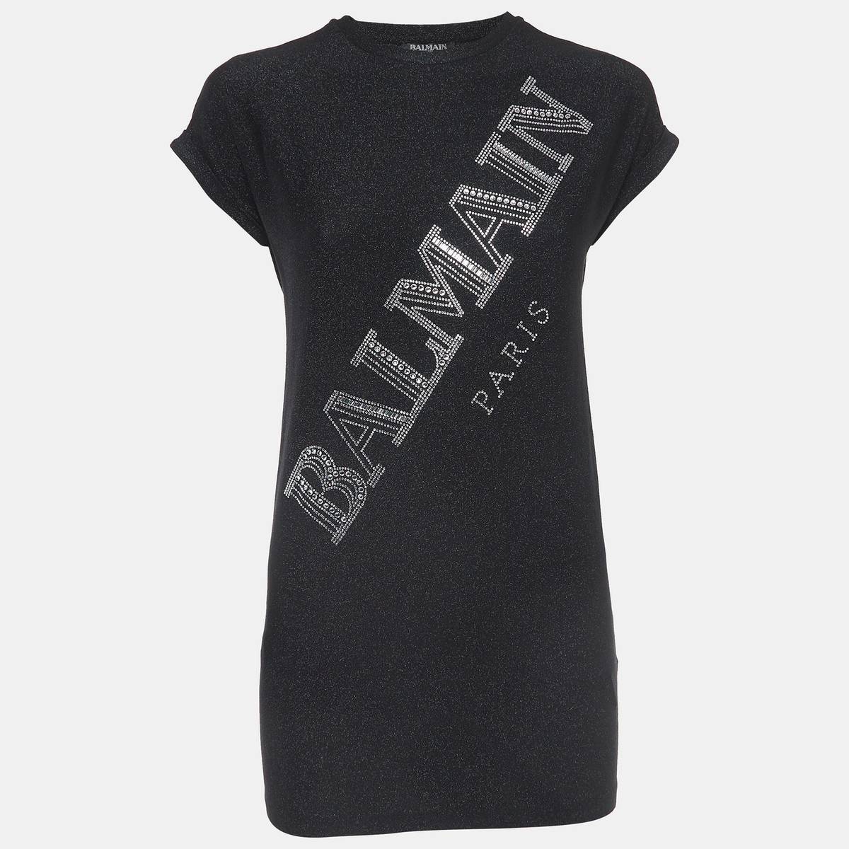 23SS◆BALMAIN◆クリスタルロゴ コットンTシャツ ブラック BALMAIN 【大幅値下げ中】特価 バルマン メンズ Tシャツ