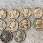 1934 35 37 45 49S  54 64 Washington Silver Quarters Lot 10 Ungraded