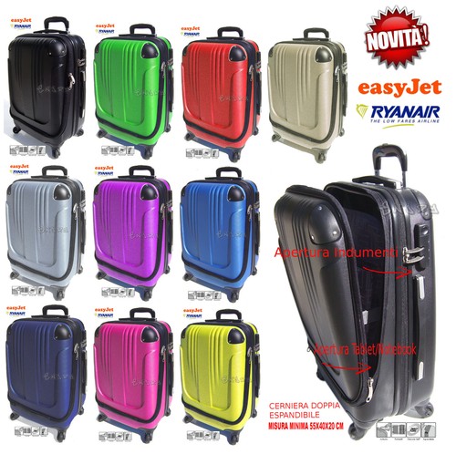 BAGAGLIO A MANO per RYANAIR EASY JET VALIGIA TROLLEY 4 RUOTE LOW RIGIDA |  eBay