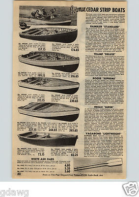 1954 PAPER AD Bowman Cedar Strip Outboard Fishing Boat Rambler Tramp Deluxe