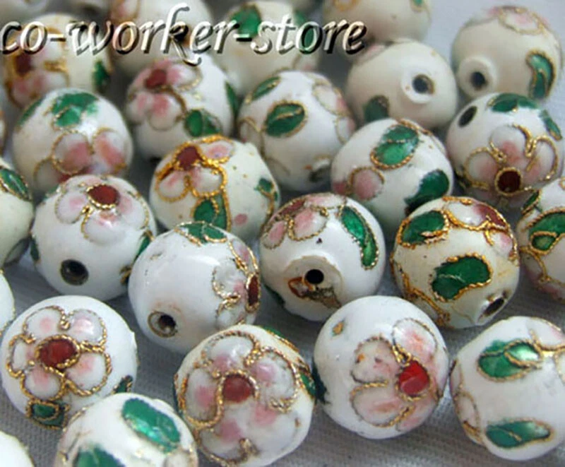 50 peças contas espaçadoras de filigrana contas soltas esmalte 8 10 12mm redondo cloisonne - Imagem 3 de 4