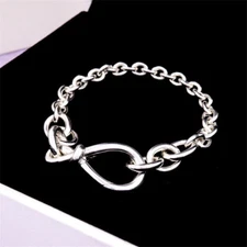 New  Authentic 925 Sterling Silver Chunky Infinity Knot Symbol Chain Bracelet