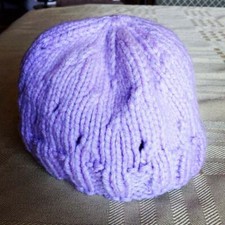 Knitted Lavender Newborn Beanie with Eyelets
