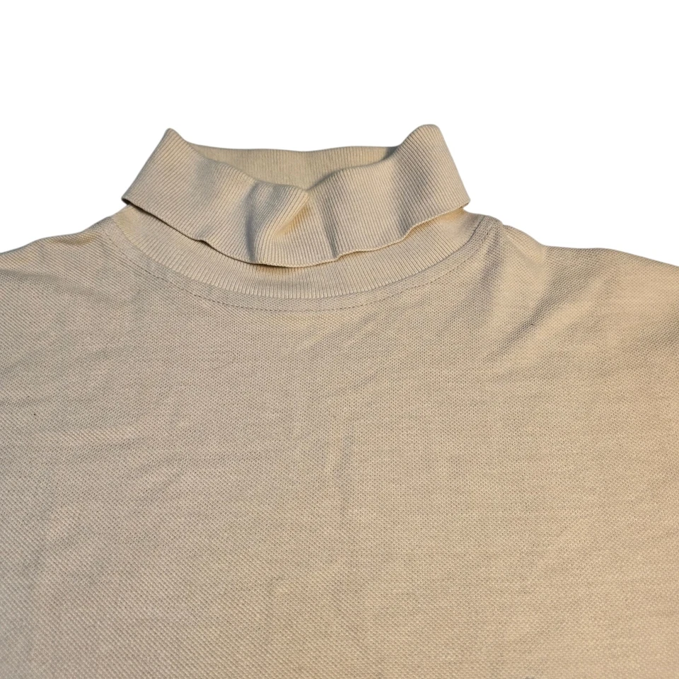 Camisa De Colección Chemise Lacoste Cuello Tortuga Manga Larga Crema Con Logo 100% Algodón Foto 3 de 4