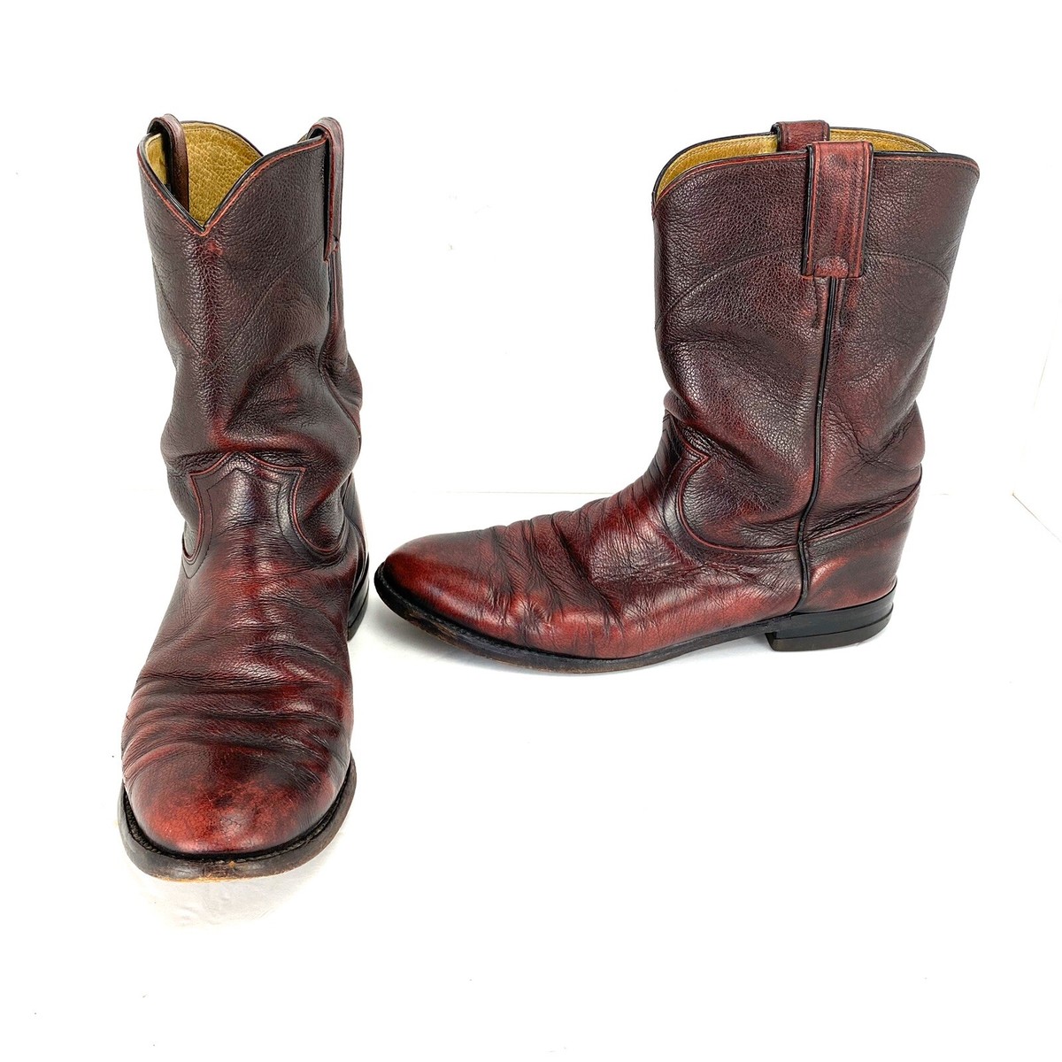 Justin Boots 3435 Mens 9 D Black Cherry Corona Leather Cowboy
