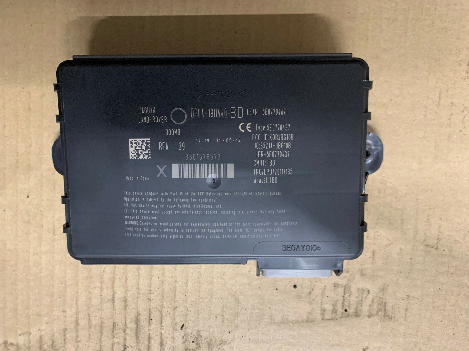 JAGUAR XF KVM KEYLESS VEHICLE MODULE DPLA19H440BD eBay